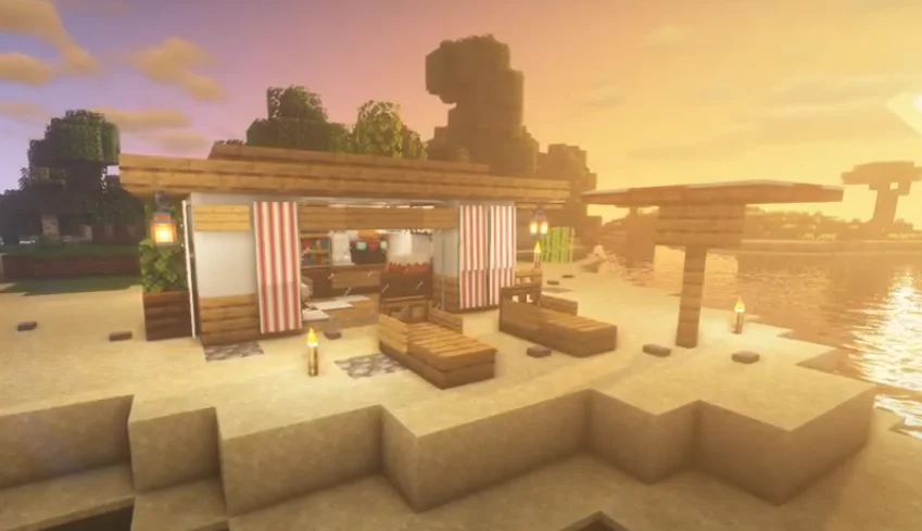 Two-Toned Beach House Minecraft House Ideas
